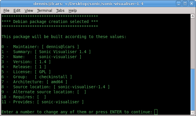 checkinstall bei der Arbeit checkinstall bei der Arbeit
